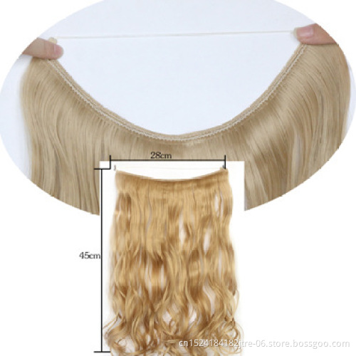 20 inch Invisible Wire No Clip One Piece Hair Extensions Secret Fish Line Hairpieces Silky Straight natural Synthetic